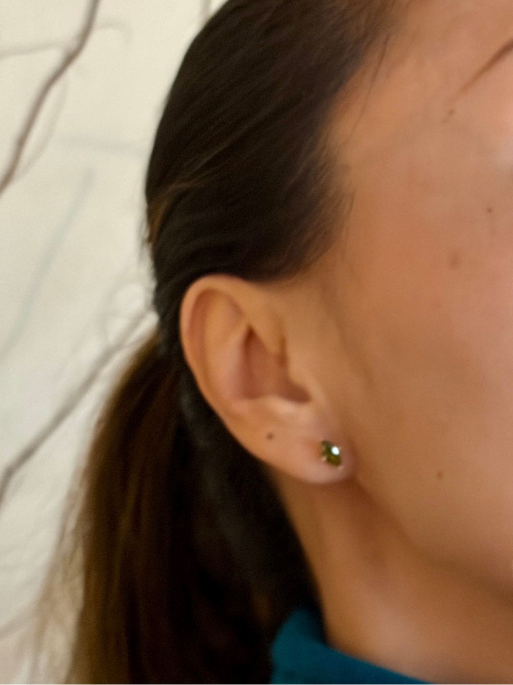 New Gold Tone Minimalist Marquise Cut Peridot(CZ) stud earrings